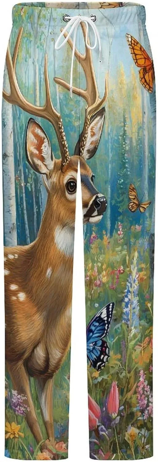 Deer in The Forests Women's Pajama Pants Fleece Warm Pj Bottoms Sleepwear Lounge Pants Loungewear