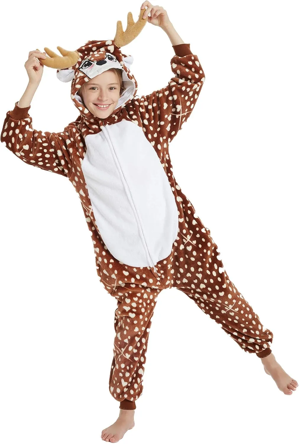 Deer Onesie Kids Reindeer Costume Girls Animal Pajamas Halloween Christmas Cosplay Party