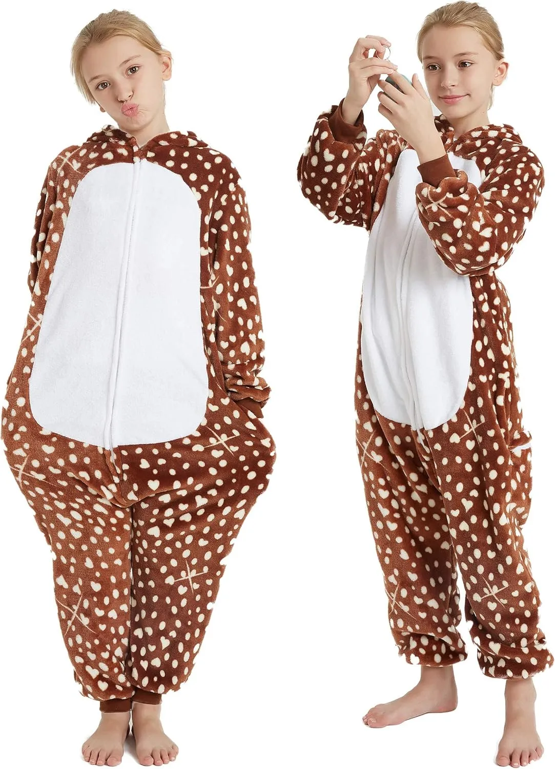 Deer Onesie Kids Reindeer Costume Girls Animal Pajamas Halloween Christmas Cosplay Party