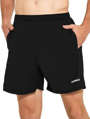 DEMOZU Men's 5 Inch Running Tennis Shorts Quick Dry Workout Gym Athletic Shorts with Pockets