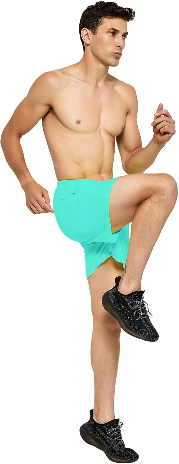 DEMOZU Men's 5 Inch Running Tennis Shorts Quick Dry Workout Gym Athletic Shorts with Pockets