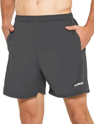 DEMOZU Men's 5 Inch Running Tennis Shorts Quick Dry Workout Gym Athletic Shorts with Pockets