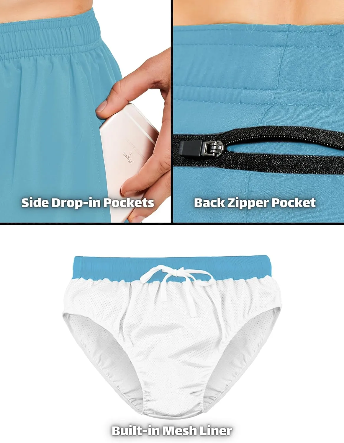 DEMOZU Men's 5 Inch Running Tennis Shorts Quick Dry Workout Gym Athletic Shorts with Pockets