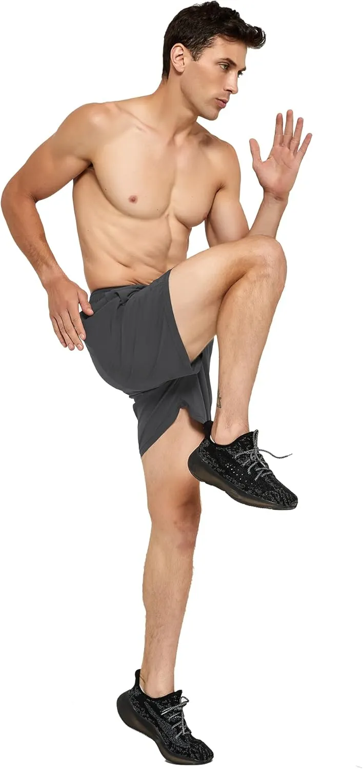 DEMOZU Men's 5 Inch Running Tennis Shorts Quick Dry Workout Gym Athletic Shorts with Pockets