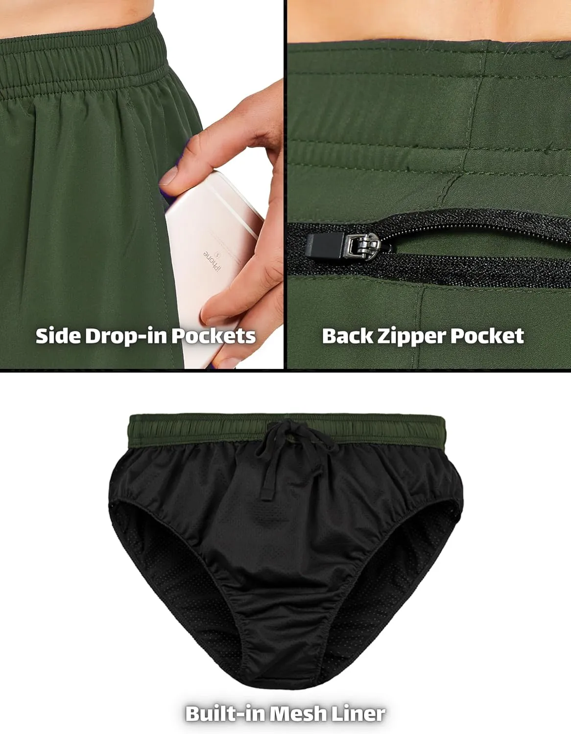 DEMOZU Men's 5 Inch Running Tennis Shorts Quick Dry Workout Gym Athletic Shorts with Pockets