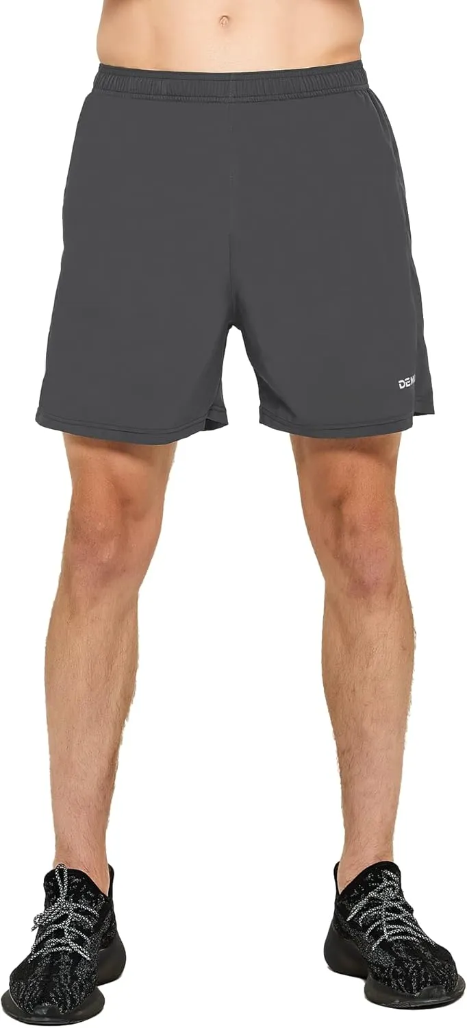 DEMOZU Men's 5 Inch Running Tennis Shorts Quick Dry Workout Gym Athletic Shorts with Pockets