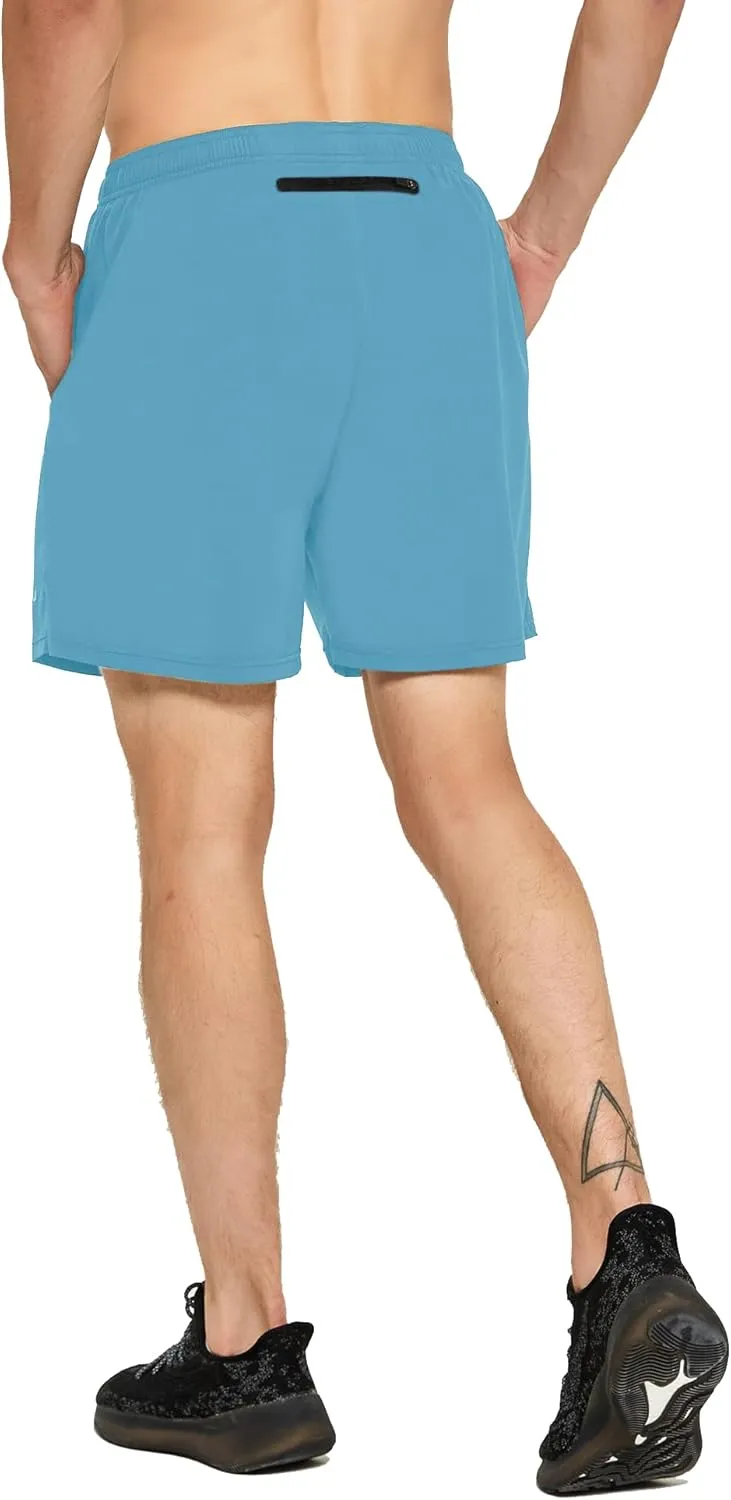 DEMOZU Men's 5 Inch Running Tennis Shorts Quick Dry Workout Gym Athletic Shorts with Pockets