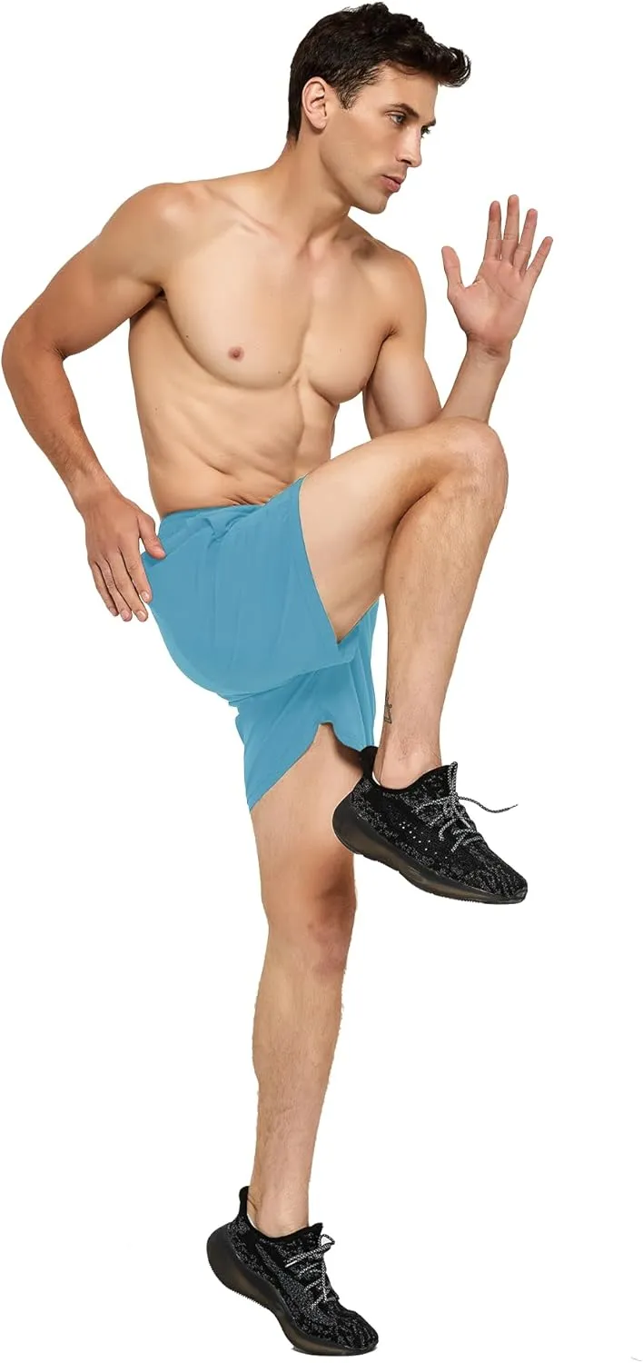 DEMOZU Men's 5 Inch Running Tennis Shorts Quick Dry Workout Gym Athletic Shorts with Pockets