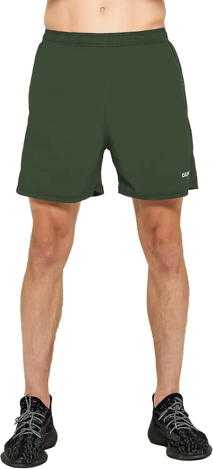 DEMOZU Men's 5 Inch Running Tennis Shorts Quick Dry Workout Gym Athletic Shorts with Pockets