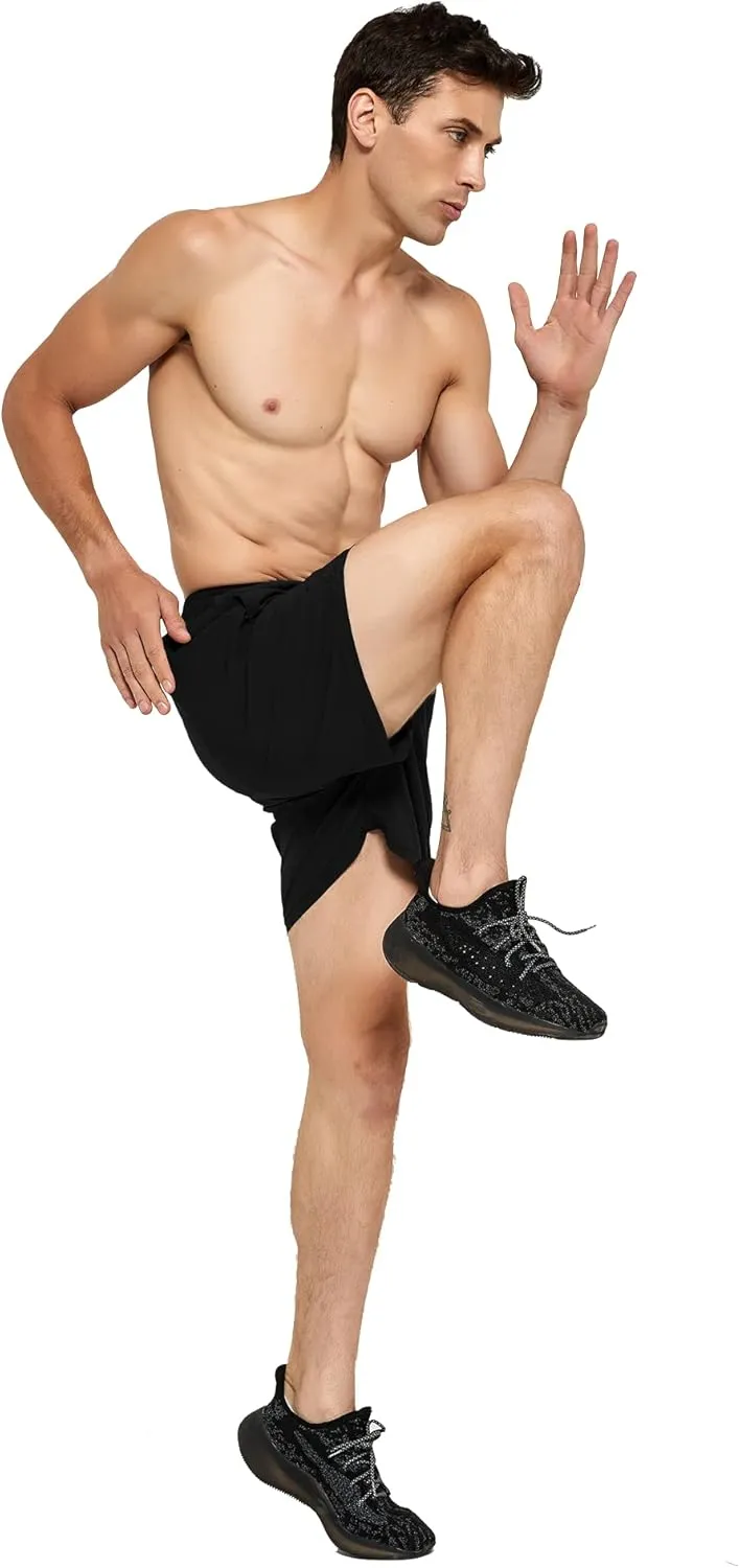 DEMOZU Men's 5 Inch Running Tennis Shorts Quick Dry Workout Gym Athletic Shorts with Pockets