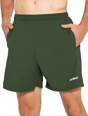 DEMOZU Men's 5 Inch Running Tennis Shorts Quick Dry Workout Gym Athletic Shorts with Pockets