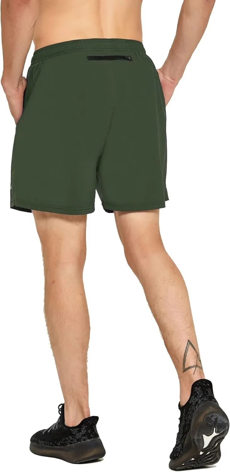 DEMOZU Men's 5 Inch Running Tennis Shorts Quick Dry Workout Gym Athletic Shorts with Pockets