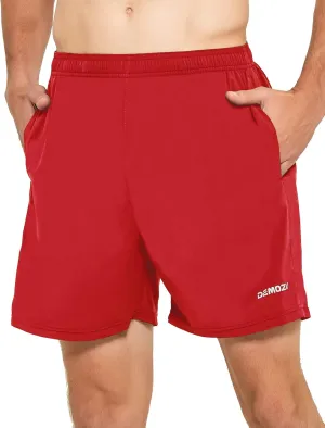 DEMOZU Men's 5 Inch Running Tennis Shorts Quick Dry Workout Gym Athletic Shorts with Pockets