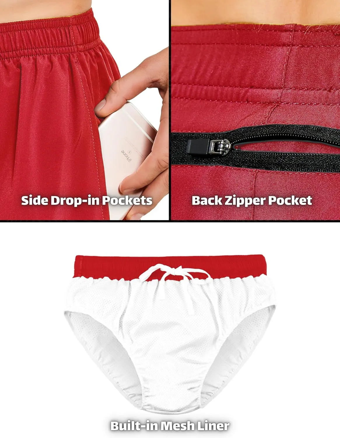 DEMOZU Men's 5 Inch Running Tennis Shorts Quick Dry Workout Gym Athletic Shorts with Pockets
