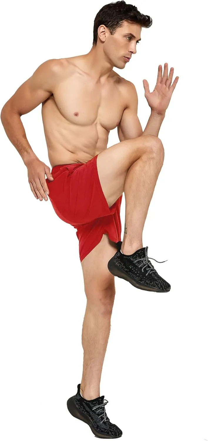 DEMOZU Men's 5 Inch Running Tennis Shorts Quick Dry Workout Gym Athletic Shorts with Pockets