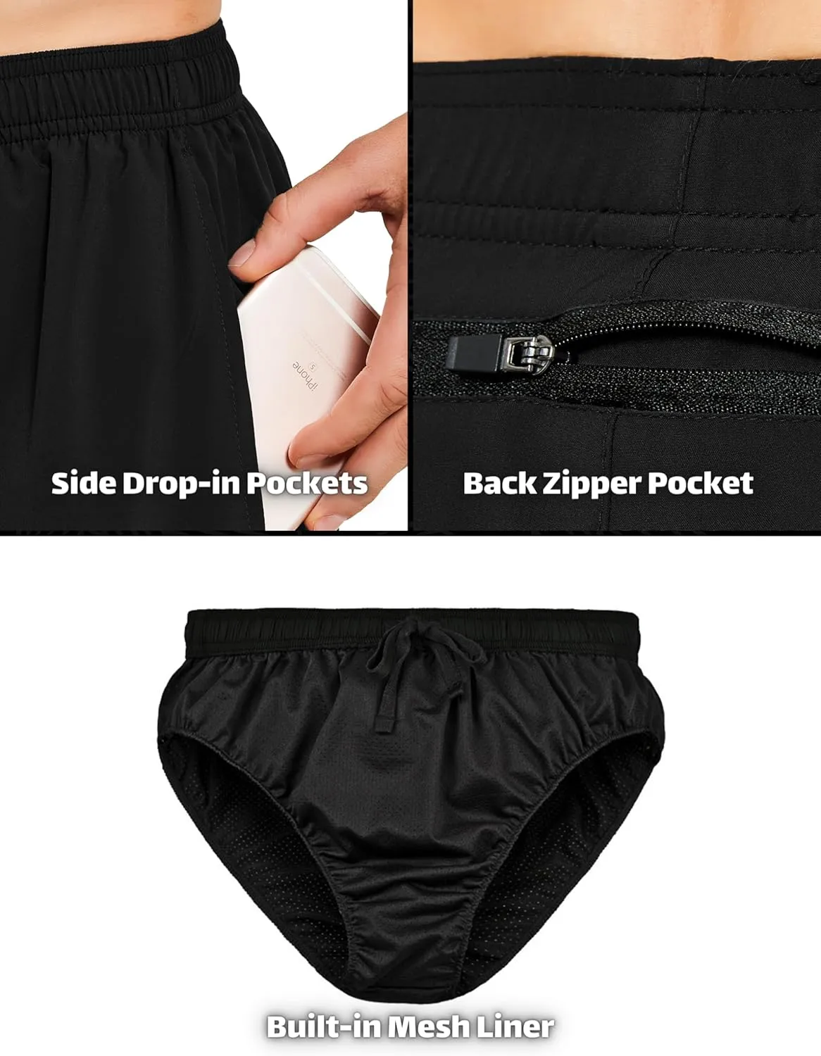 DEMOZU Men's 5 Inch Running Tennis Shorts Quick Dry Workout Gym Athletic Shorts with Pockets