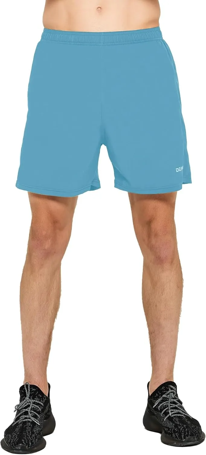 DEMOZU Men's 5 Inch Running Tennis Shorts Quick Dry Workout Gym Athletic Shorts with Pockets
