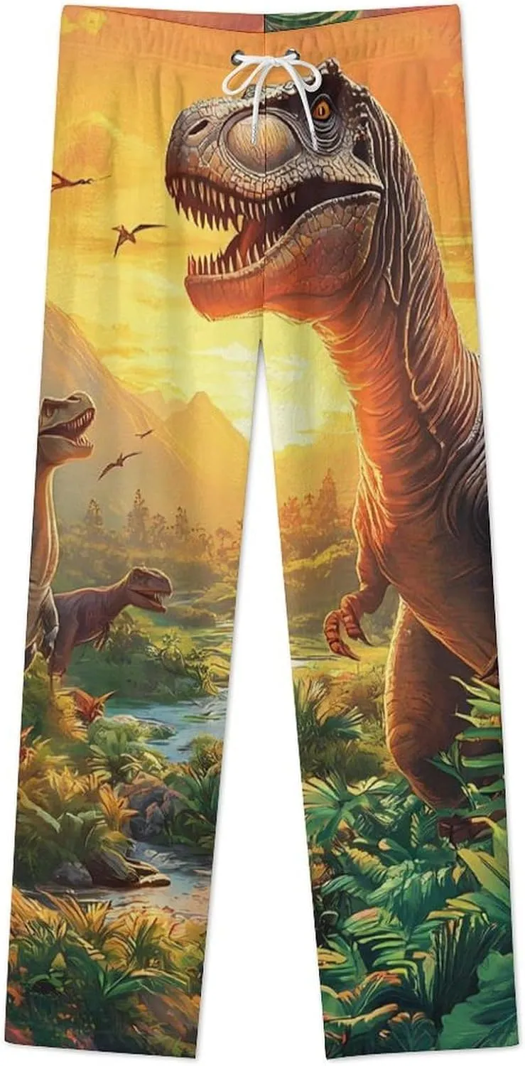 Dinosaurs Women's Pajama Pants Fleece Warm Pj Bottoms Sleepwear Lounge Pants Loungewear
