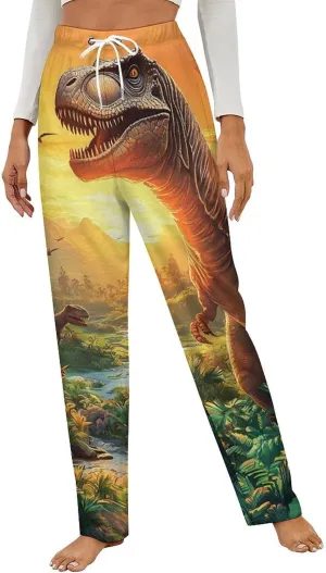 Dinosaurs Women's Pajama Pants Fleece Warm Pj Bottoms Sleepwear Lounge Pants Loungewear