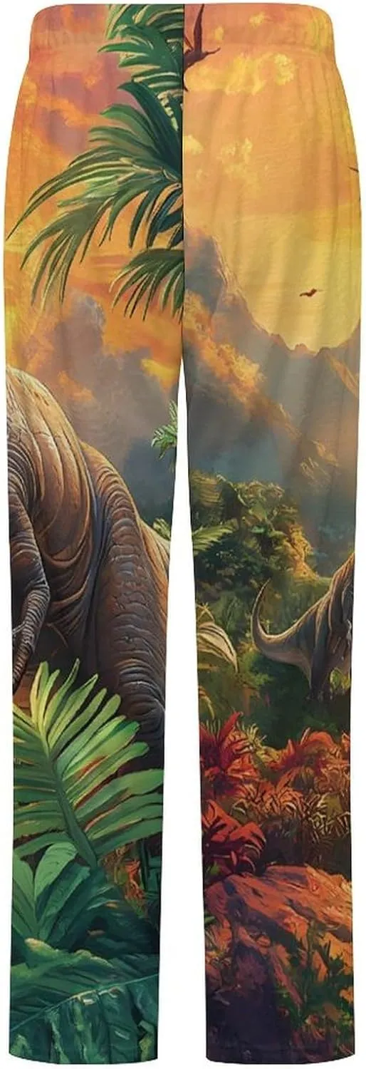Dinosaurs Women's Pajama Pants Fleece Warm Pj Bottoms Sleepwear Lounge Pants Loungewear