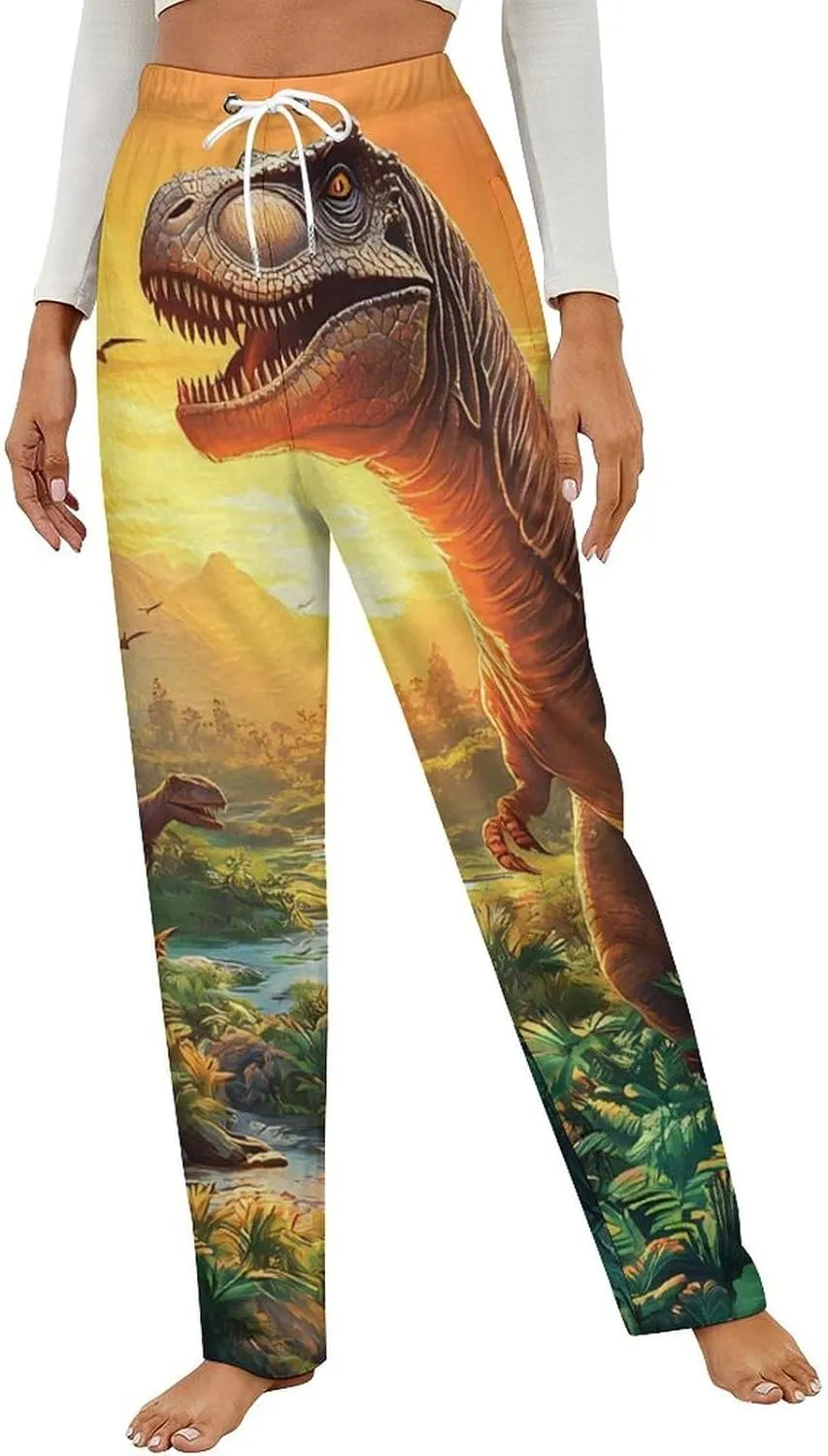 Dinosaurs Women's Pajama Pants Fleece Warm Pj Bottoms Sleepwear Lounge Pants Loungewear
