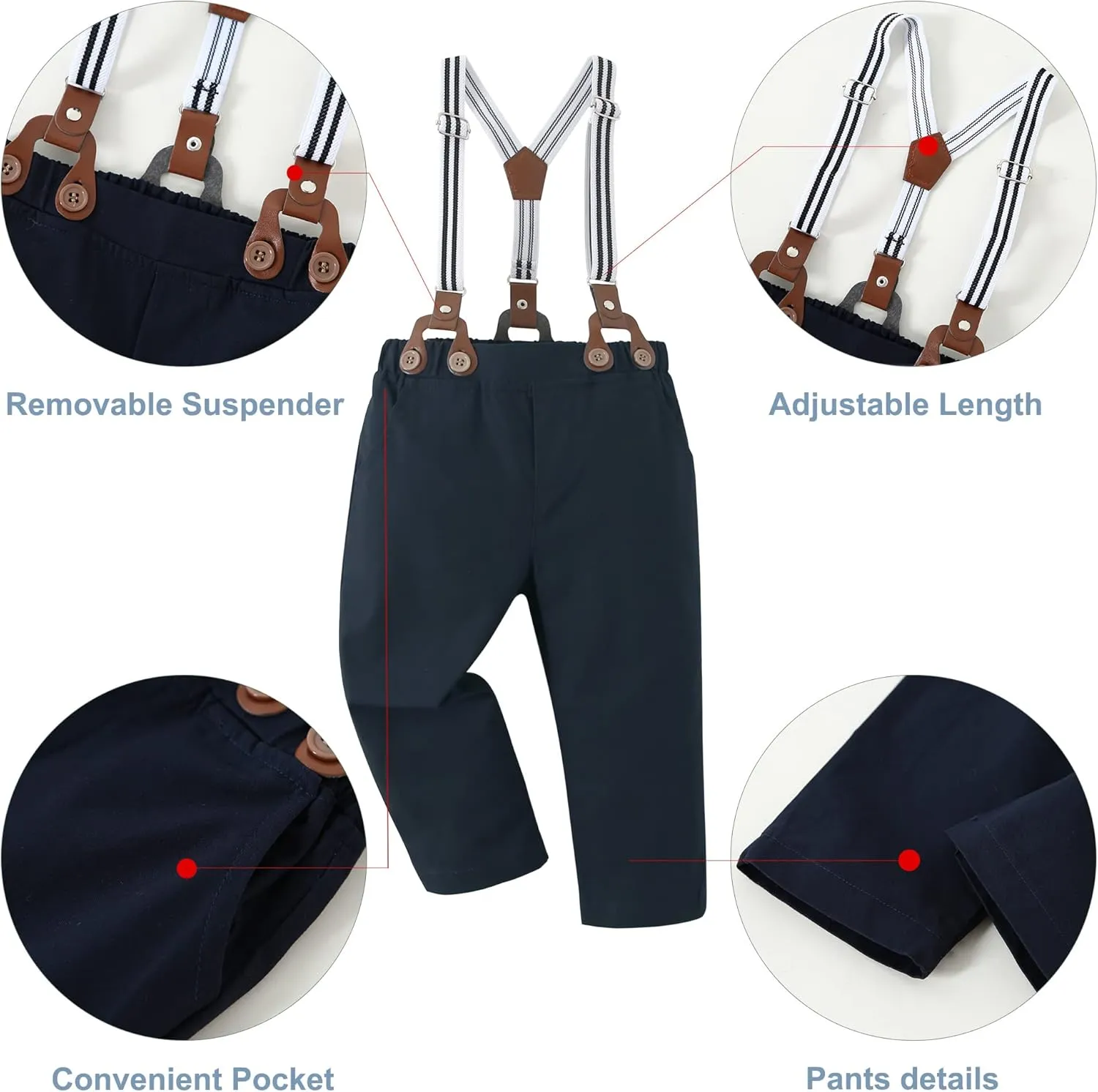 DISAUR Baby Boy Clothes Suits Toddler Dress Shirt With Bowtie Suspender Pants Outfit Sets Gentleman Wedding 1-6 Years