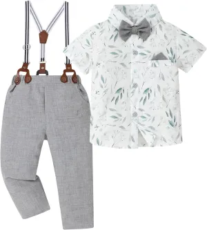DISAUR Baby Boy Clothes Suits Toddler Dress Shirt With Bowtie Suspender Pants Outfit Sets Gentleman Wedding 1-6 Years