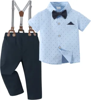 DISAUR Baby Boy Clothes Suits Toddler Dress Shirt With Bowtie Suspender Pants Outfit Sets Gentleman Wedding 1-6 Years