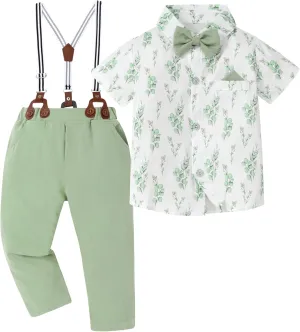 DISAUR Baby Boy Clothes Suits Toddler Dress Shirt With Bowtie Suspender Pants Outfit Sets Gentleman Wedding 1-6 Years