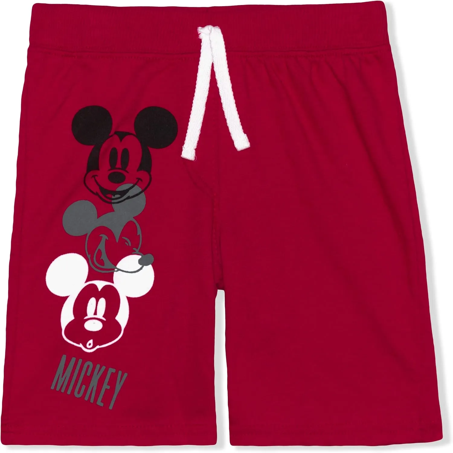 Disney Mickey Mouse Boys 2 Pack Shorts with Drawstring for Toddler and Little Kids – Blue/White/Grey/Black