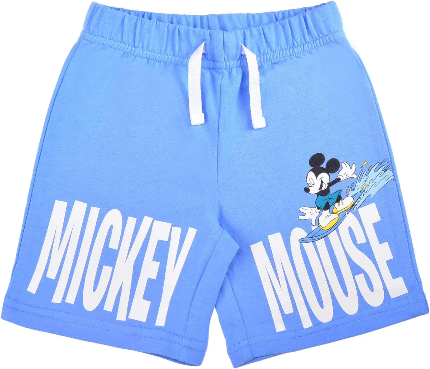 Disney Mickey Mouse Boys 2 Pack Shorts with Drawstring for Toddler and Little Kids – Blue/White/Grey/Black