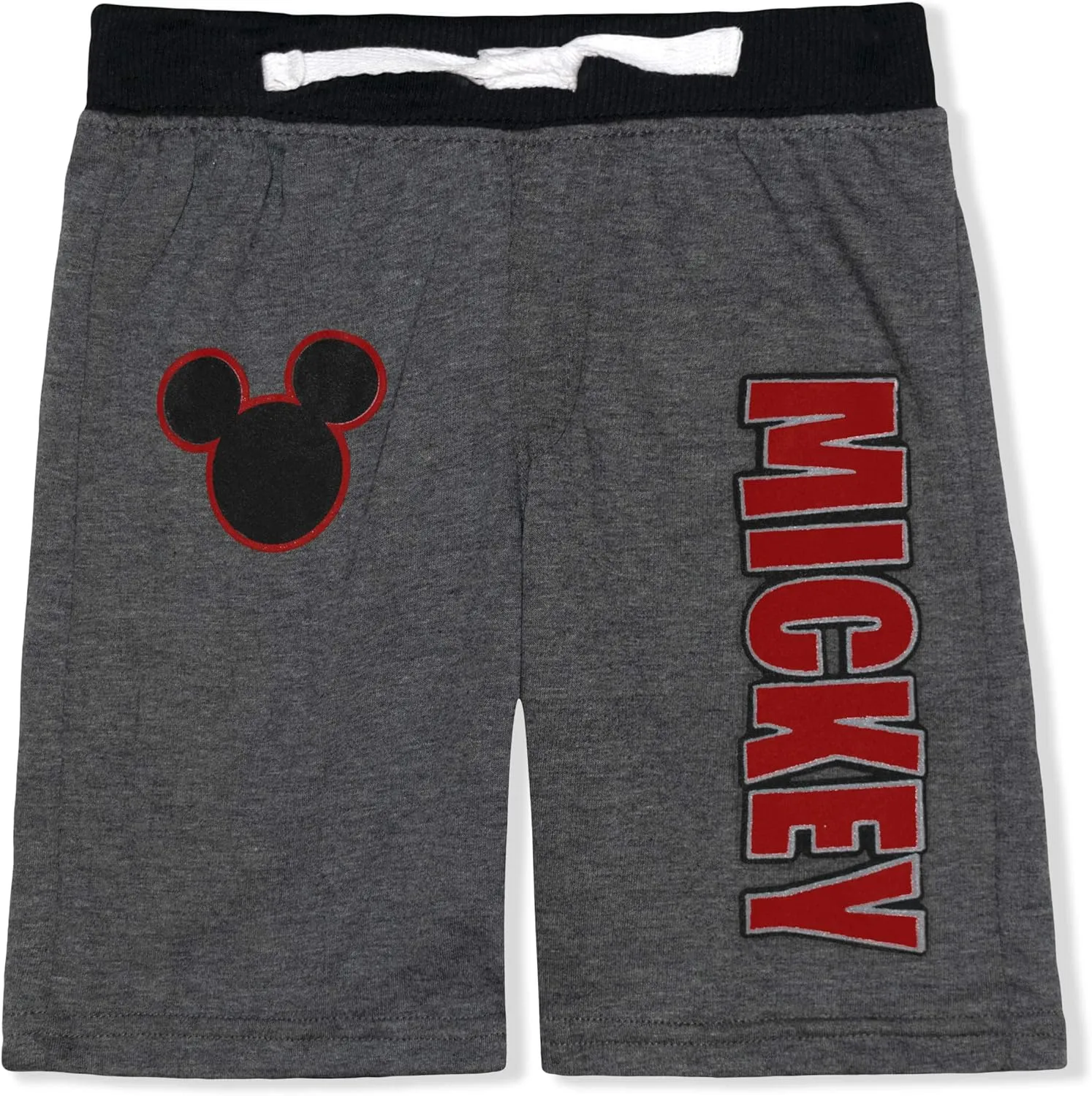 Disney Mickey Mouse Boys 2 Pack Shorts with Drawstring for Toddler and Little Kids – Blue/White/Grey/Black