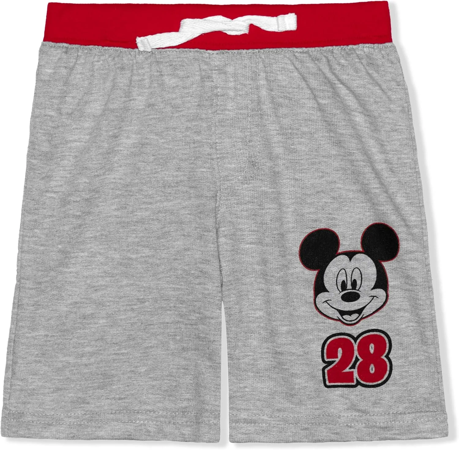 Disney Mickey Mouse Boys 2 Pack Shorts with Drawstring for Toddler and Little Kids – Blue/White/Grey/Black