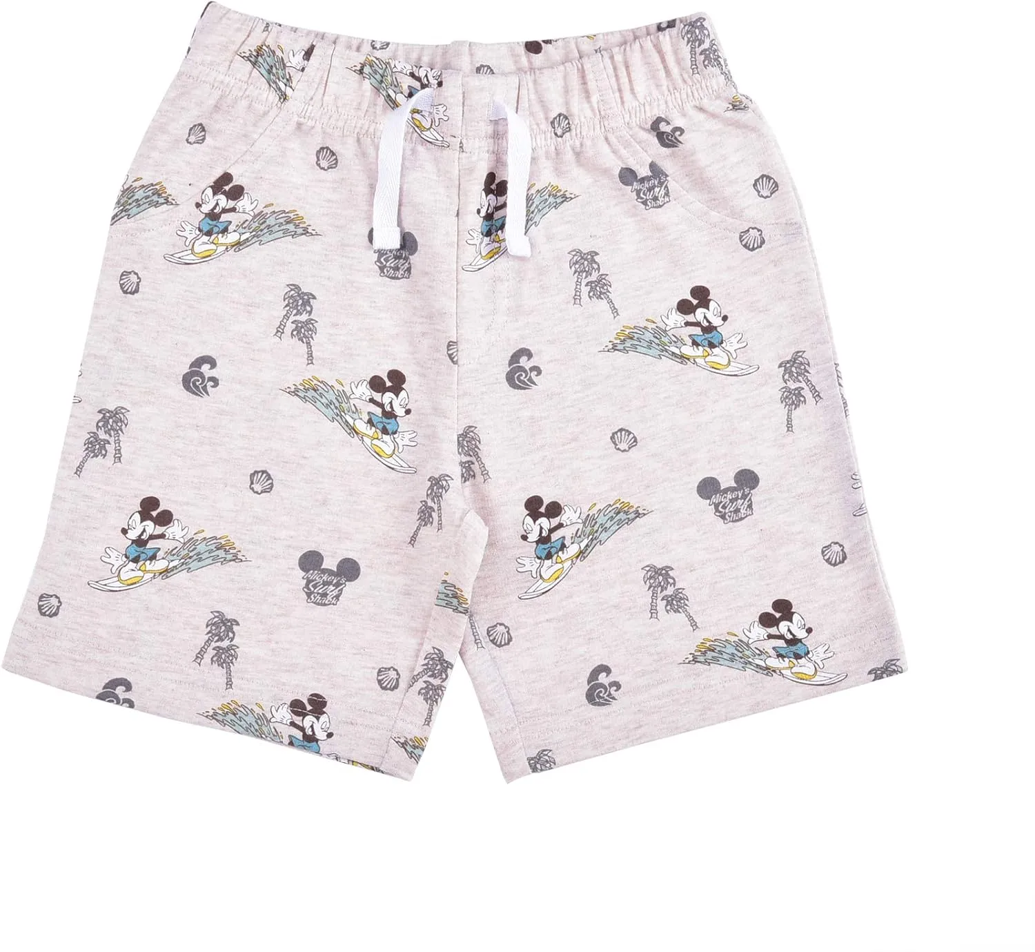 Disney Mickey Mouse Boys 2 Pack Shorts with Drawstring for Toddler and Little Kids – Blue/White/Grey/Black