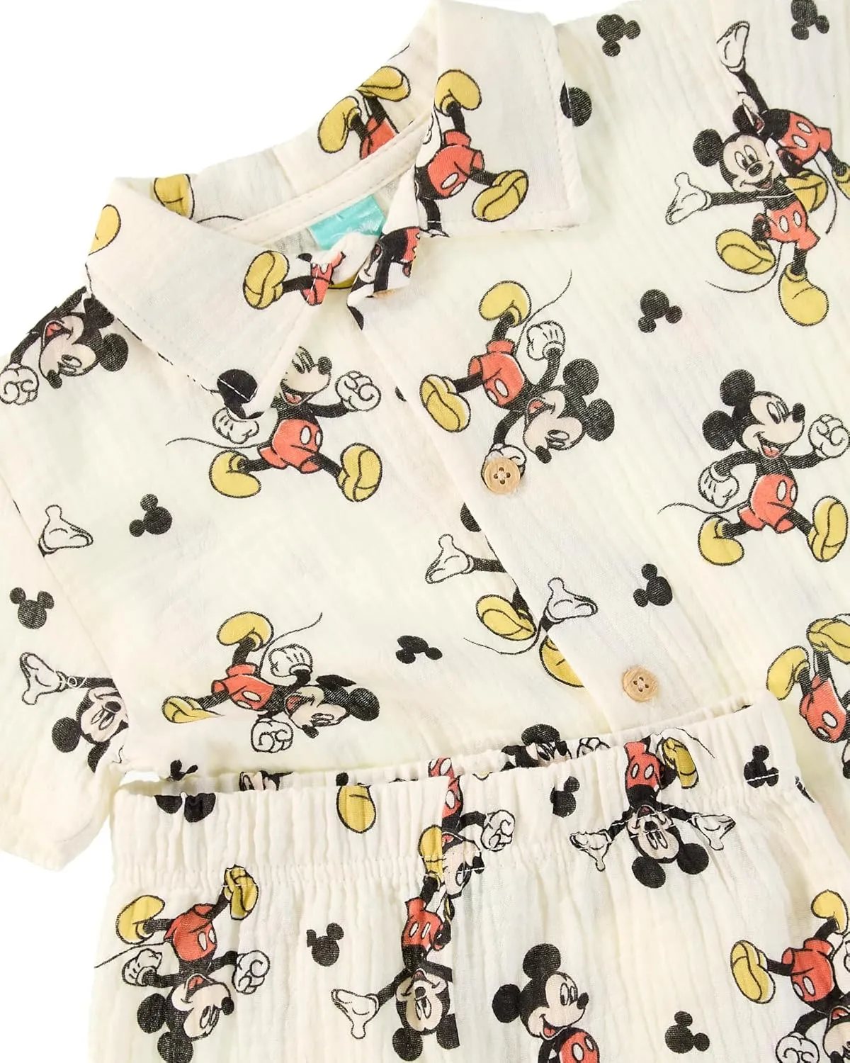 Disney Toddler Boys Short Sets - 2 Piece Winnie the Pooh and Mickey Mouse Short Sleeve Button Down Shirt and Shorts (12M-24M)
