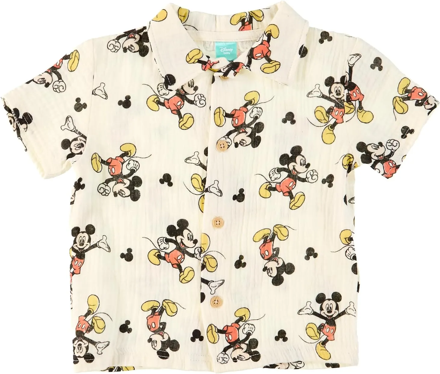Disney Toddler Boys Short Sets - 2 Piece Winnie the Pooh and Mickey Mouse Short Sleeve Button Down Shirt and Shorts (12M-24M)
