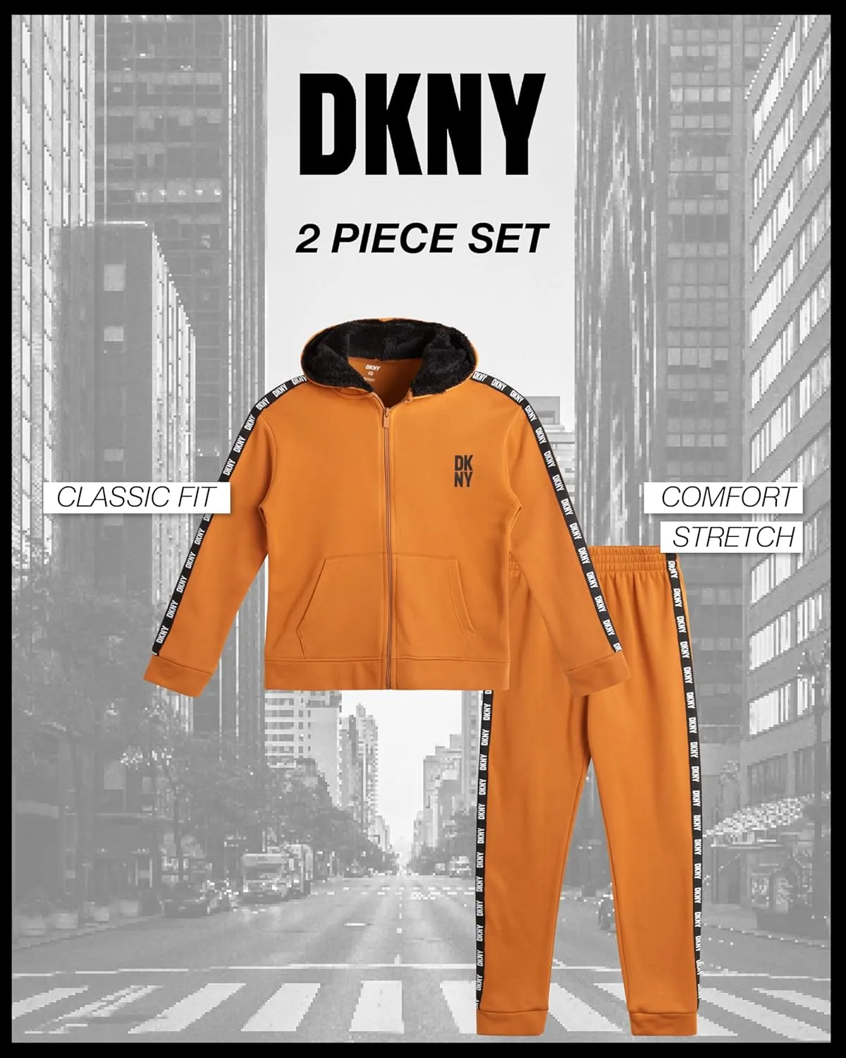 DKNY Boys' Sweatsuit Set - 2 Piece Fleece Sweatshirt and Jogger Sweatpants (Size: 4-12)