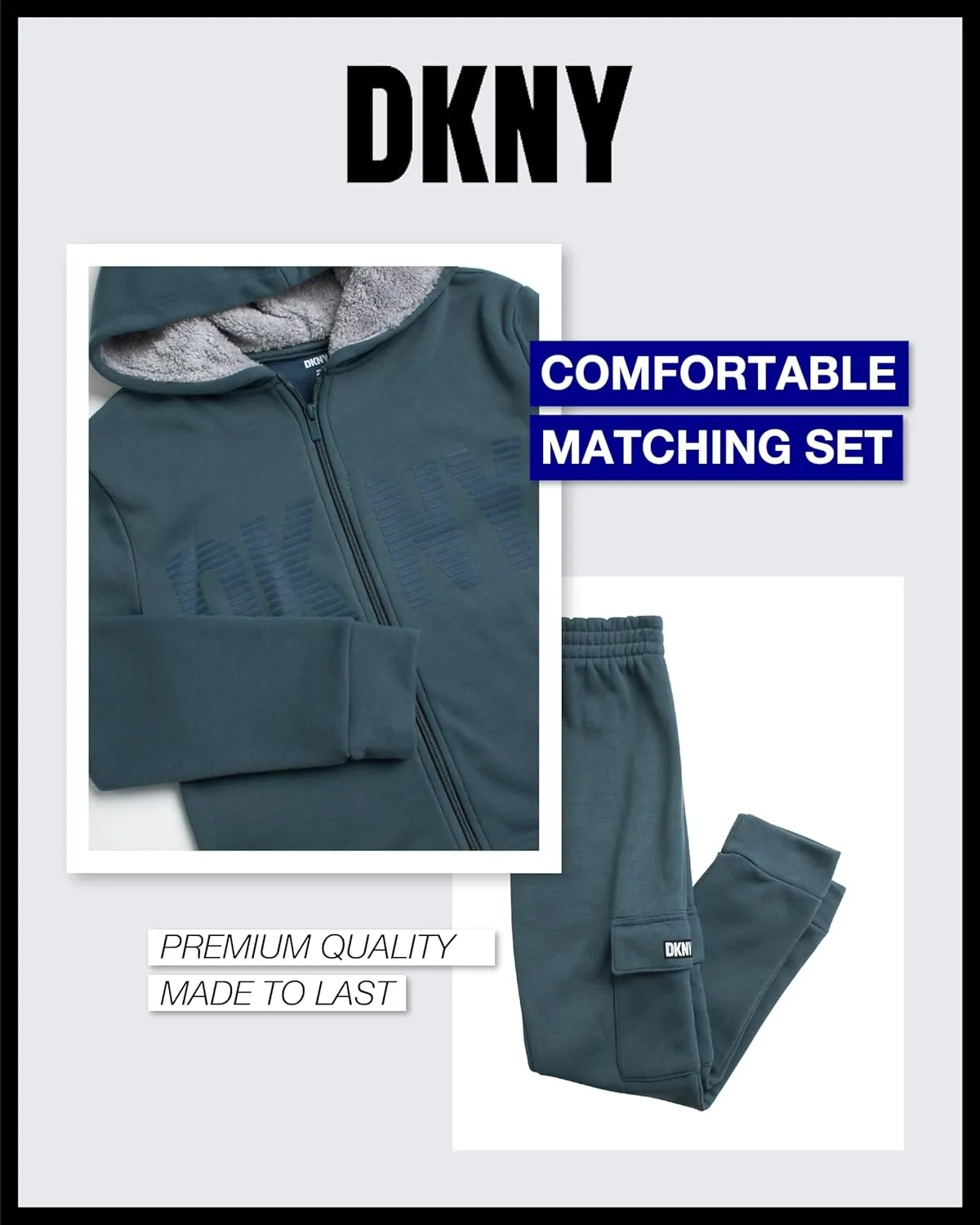 DKNY Boys' Sweatsuit Set - 2 Piece Fleece Sweatshirt and Jogger Sweatpants (Size: 4-12)