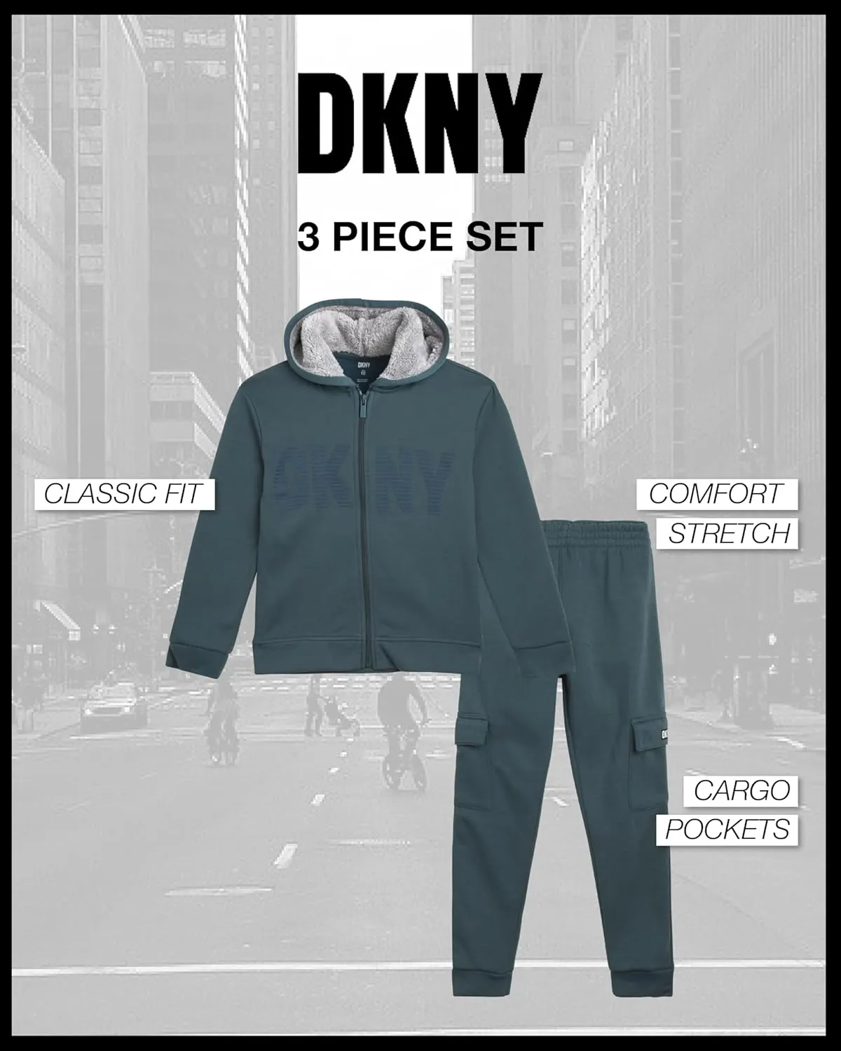 DKNY Boys' Sweatsuit Set - 2 Piece Fleece Sweatshirt and Jogger Sweatpants (Size: 4-12)
