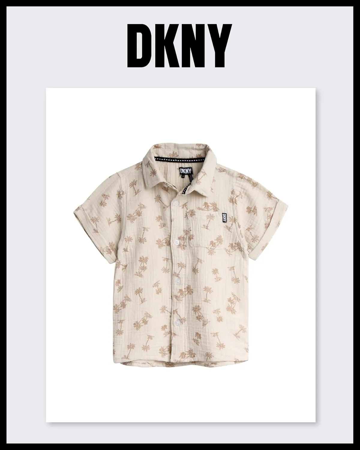 DKNY Toddler Baby Boys' Short Set - 2 Piece Short Sleeve Button Down Shirt and Matching Summer Shorts (Sizes: 2T-7)