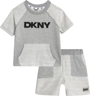 DKNY Toddler Boys' Shorts Set - 2 Piece Knitted Short Sleeve Crew Neck Tee and Matching Fleece Shorts (Sizes: 2T-7)