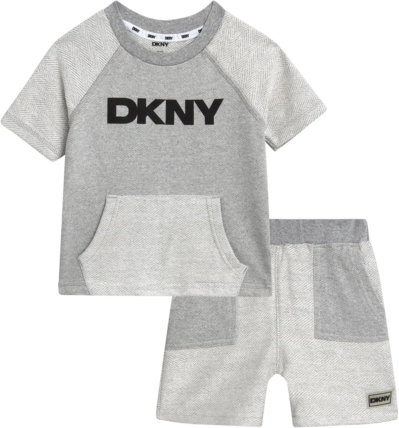 DKNY Toddler Boys' Shorts Set - 2 Piece Knitted Short Sleeve Crew Neck Tee and Matching Fleece Shorts (Sizes: 2T-7)