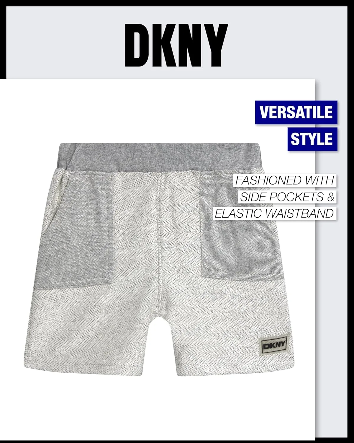 DKNY Toddler Boys' Shorts Set - 2 Piece Knitted Short Sleeve Crew Neck Tee and Matching Fleece Shorts (Sizes: 2T-7)