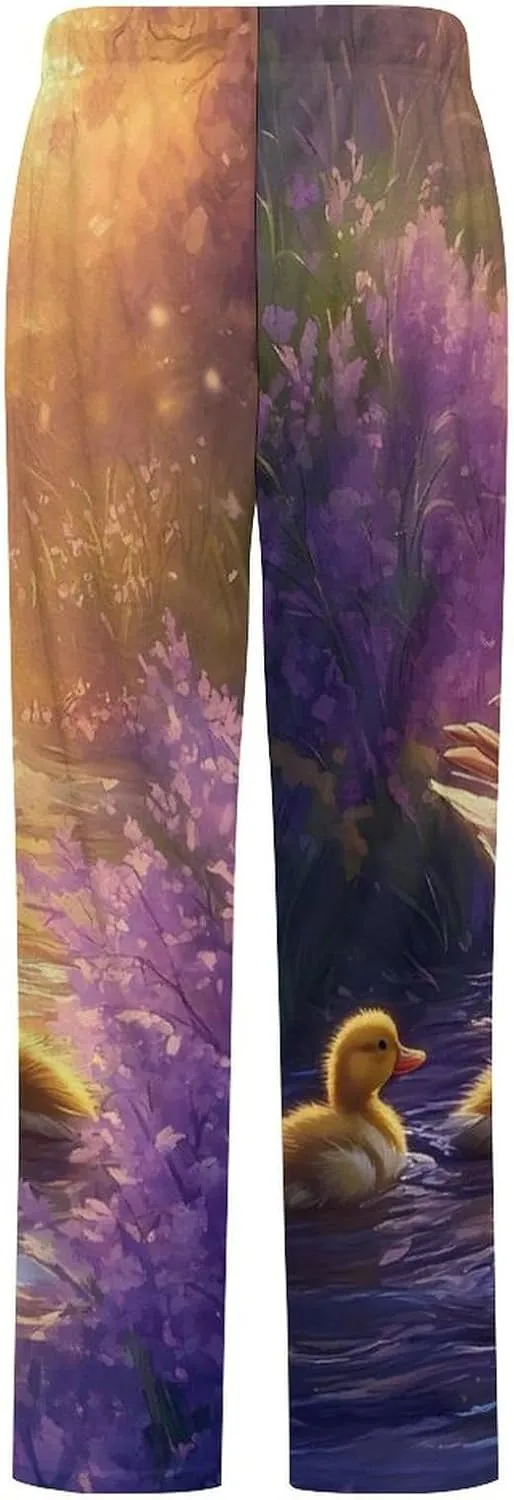 Duck Flowers Women's Pajama Pants Fleece Warm Pj Bottoms Sleepwear Lounge Pants Loungewear