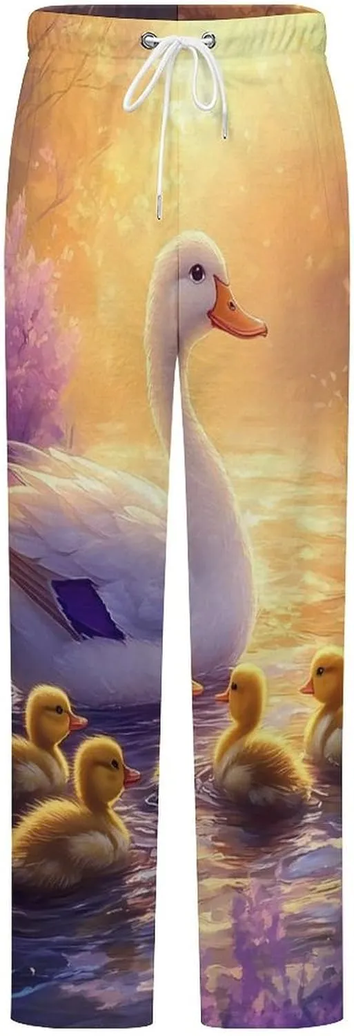 Duck Flowers Women's Pajama Pants Fleece Warm Pj Bottoms Sleepwear Lounge Pants Loungewear