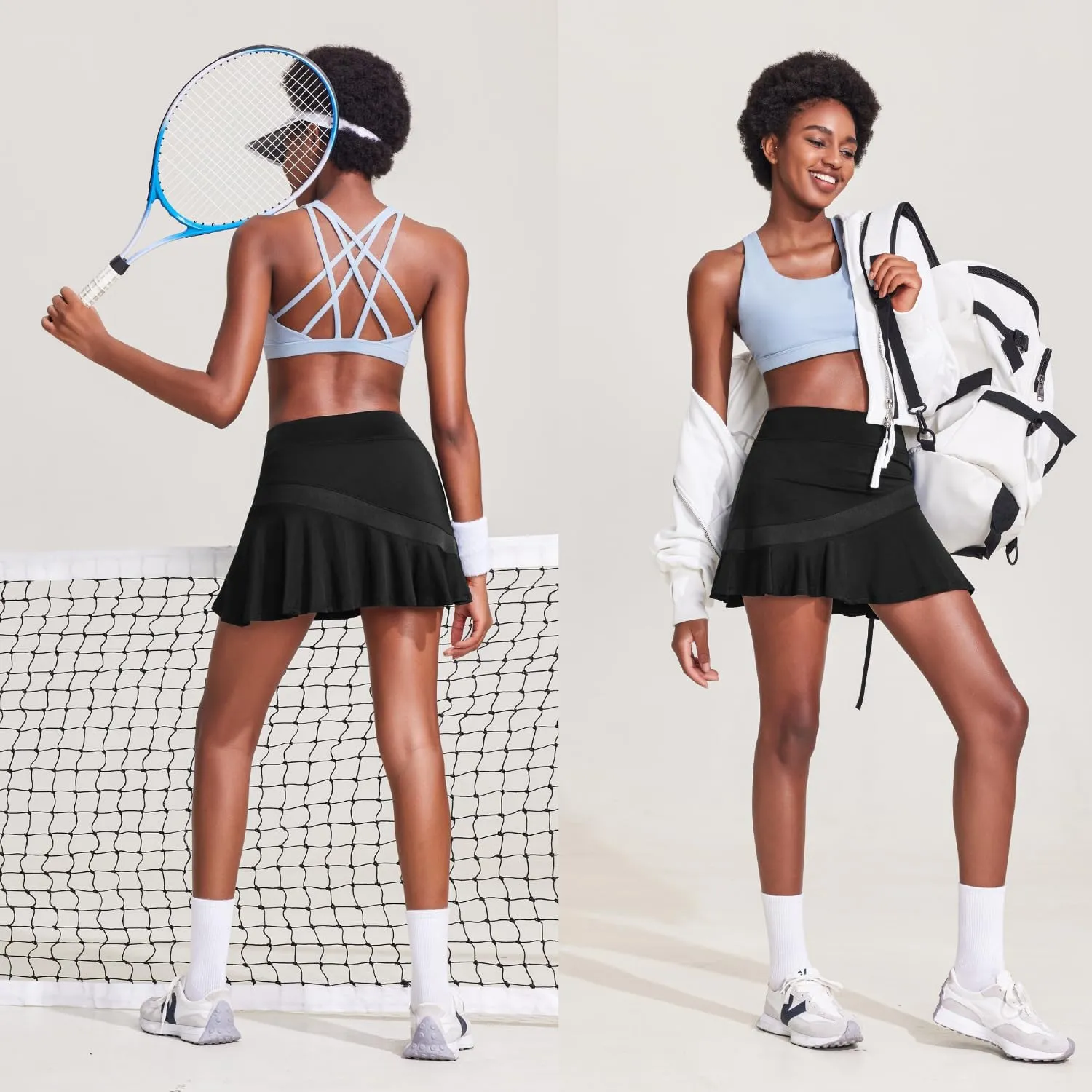 Ekouaer Tennis Skirts for Women Pleated Athletic Golf Skorts Skirt with Shorts Pockets Lightweight Running Workout Skirt
