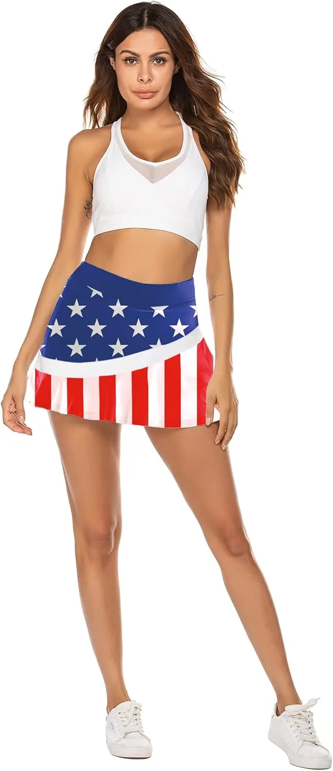 Ekouaer Tennis Skirts for Women Pleated Athletic Golf Skorts Skirt with Shorts Pockets Lightweight Running Workout Skirt
