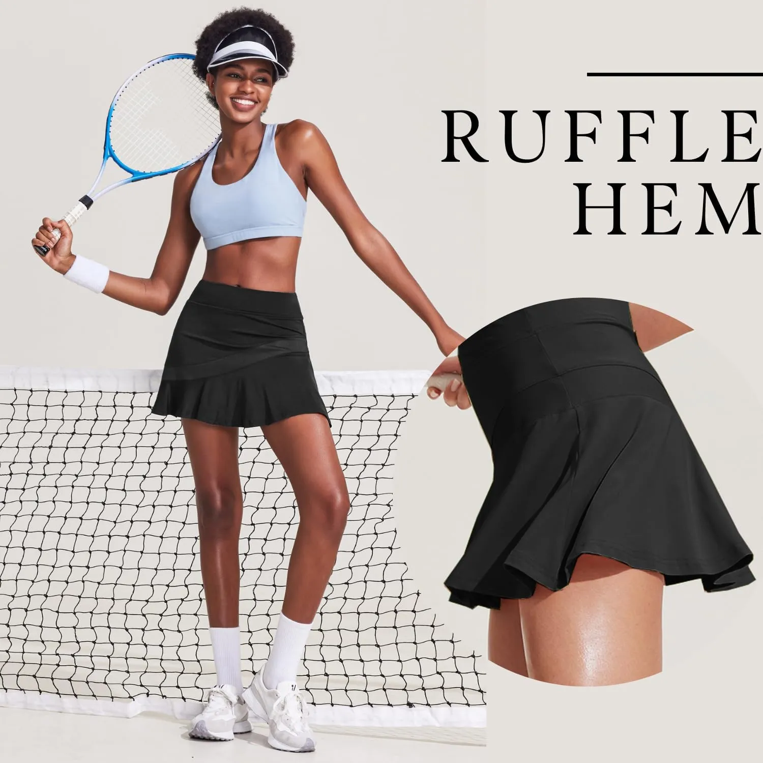 Ekouaer Tennis Skirts for Women Pleated Athletic Golf Skorts Skirt with Shorts Pockets Lightweight Running Workout Skirt