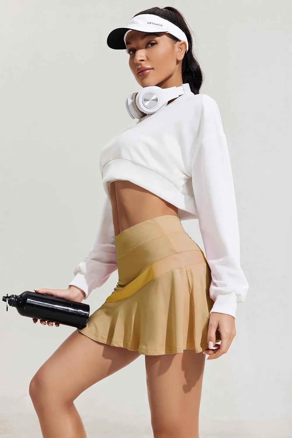 Ekouaer Tennis Skirts for Women Pleated Athletic Golf Skorts Skirt with Shorts Pockets Lightweight Running Workout Skirt