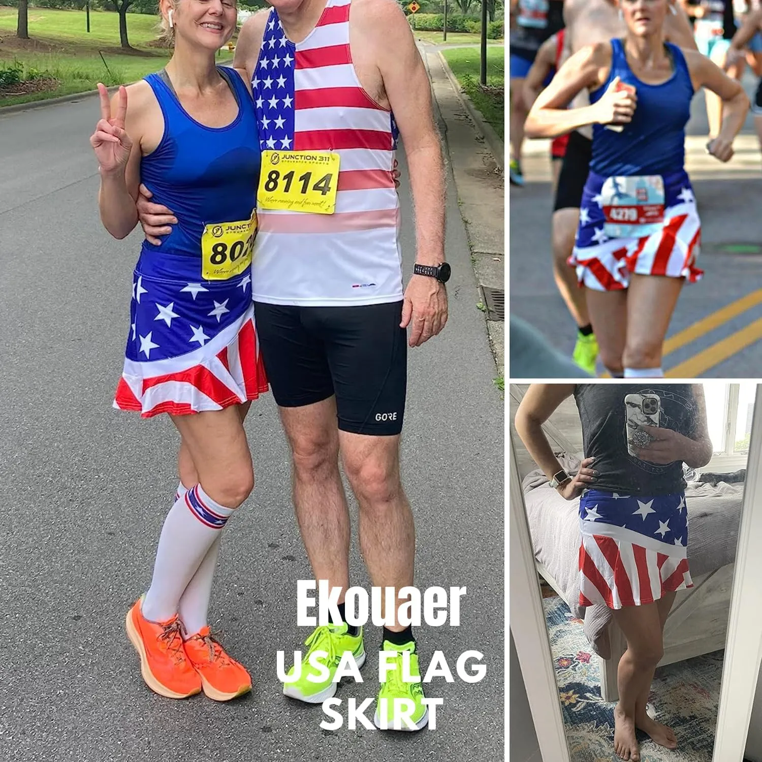 Ekouaer Tennis Skirts for Women Pleated Athletic Golf Skorts Skirt with Shorts Pockets Lightweight Running Workout Skirt